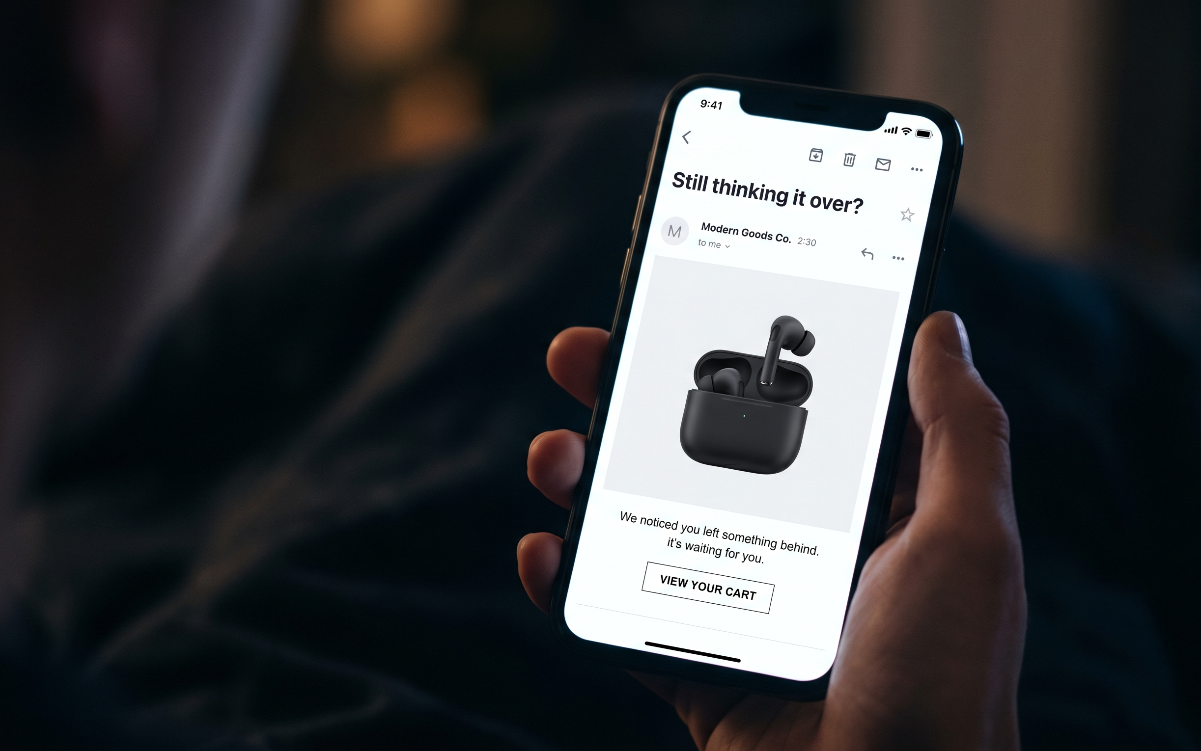 Abandoned cart email sequence on mobile