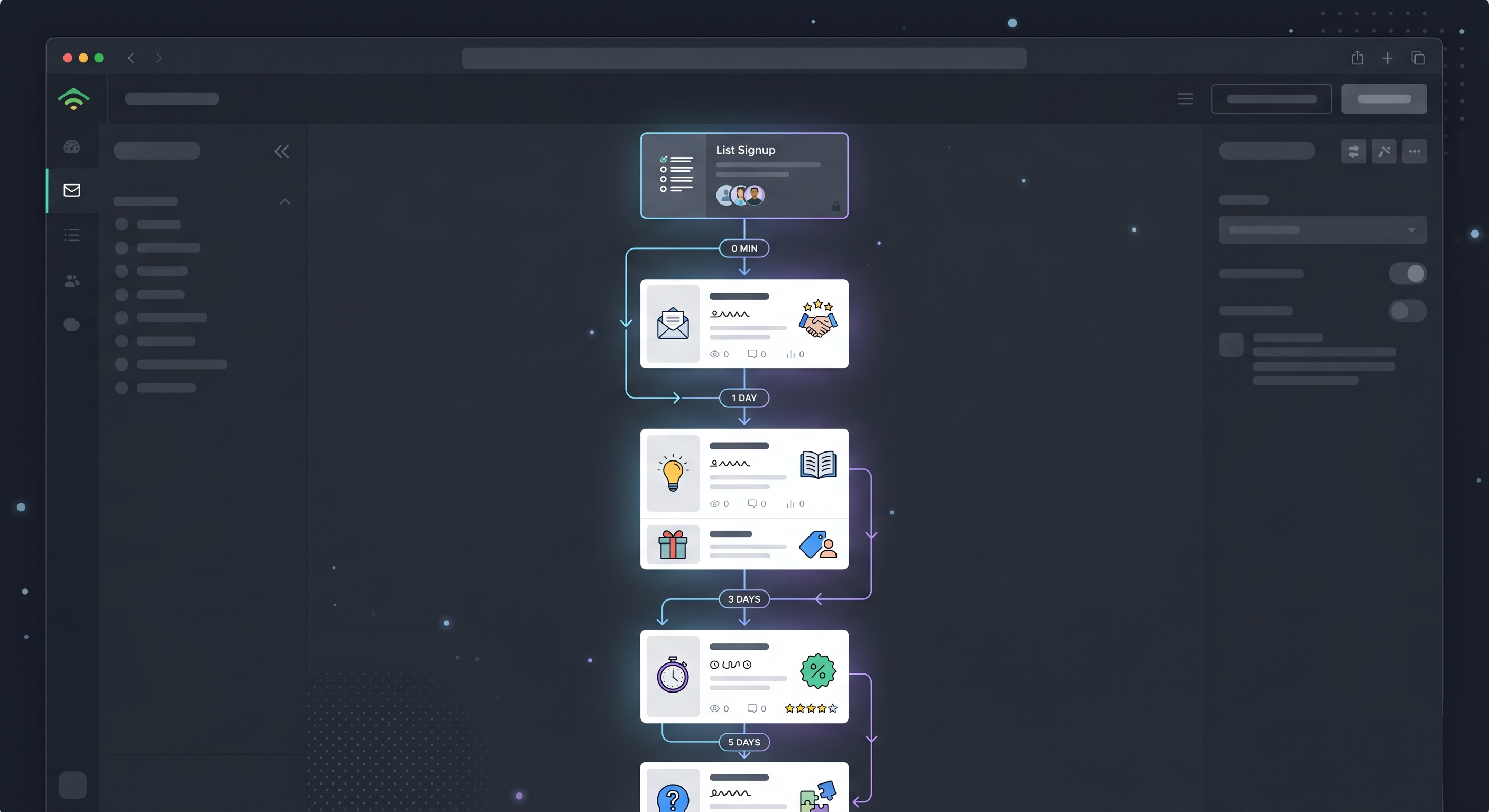 Üdvözlő email sorozat flow-ja