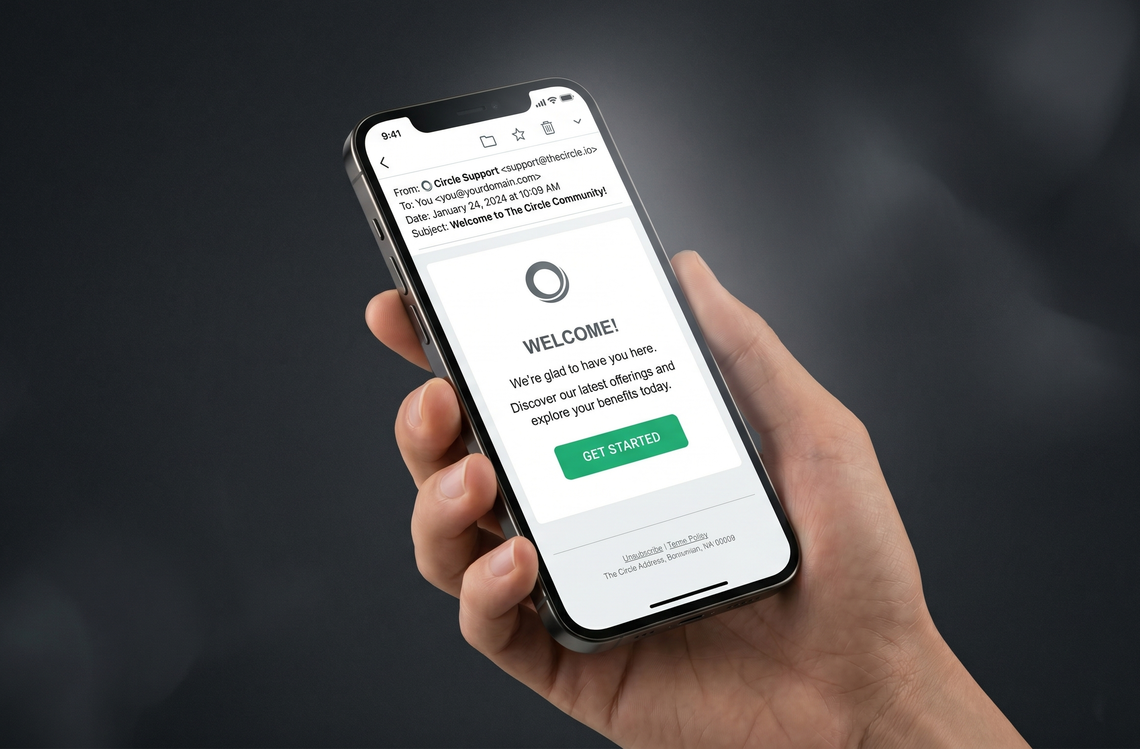 Üdvözlő email mobilon